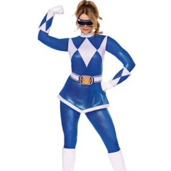 NWT Adult Women's Blue Power Ranger Costume Size XL 14-16 - Picture 1 of 5